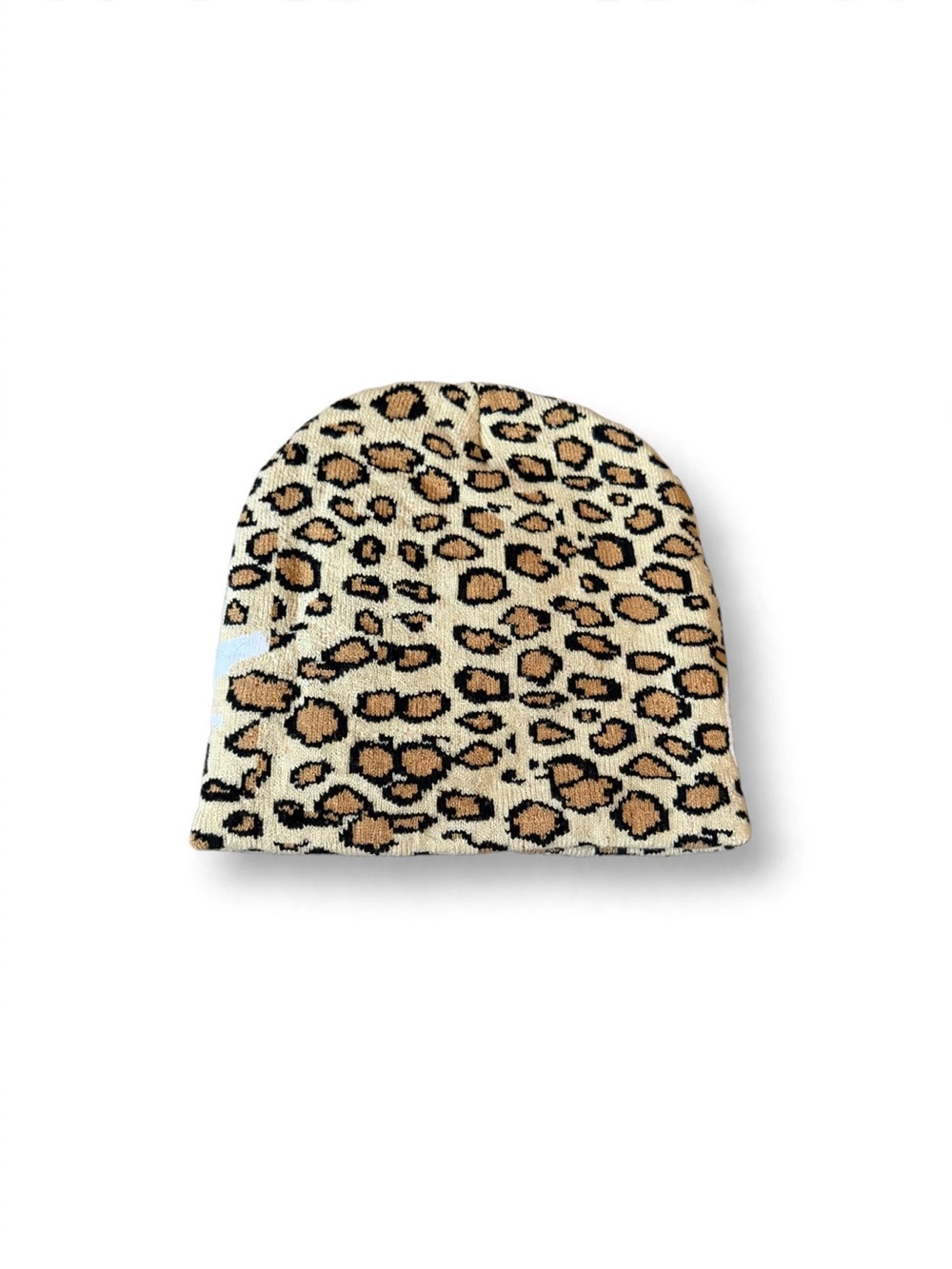 Corteiz Cream Leopard Beanie with White Script Logo Brand New One Size - Picture 2 of 2